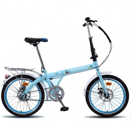20-inch Foldable Bicycle Lightweight Adult Bike Student Bicycles Road Bike Mechanical Double Disc Brake (Color: Blue, Size: 20 inches)