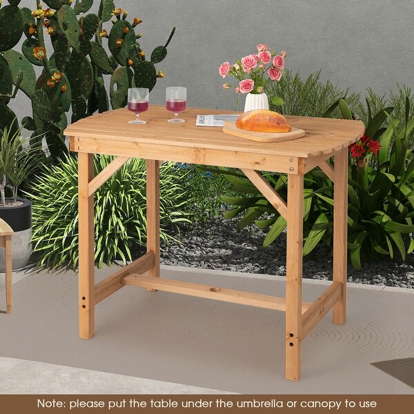 Patio Outdoor Fir Wood Dining Table 1.5'' Umbrella Hole Natural