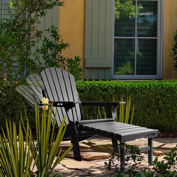 Vrakae Folding and Adjustable Adirondack Chair with Ottoman