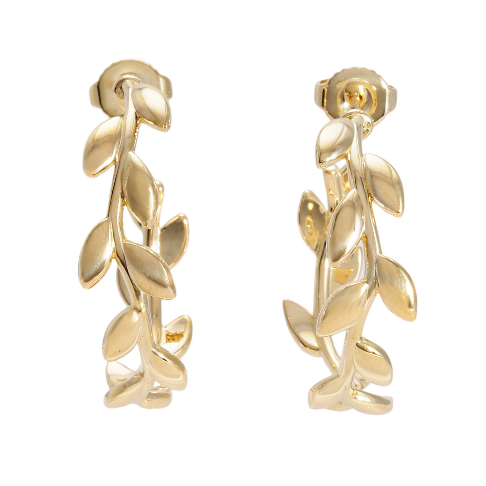 Tiffany & Co. Olive Leaf Hoop Paloma Picasso Earrings 18K Yellow Gold 60571996