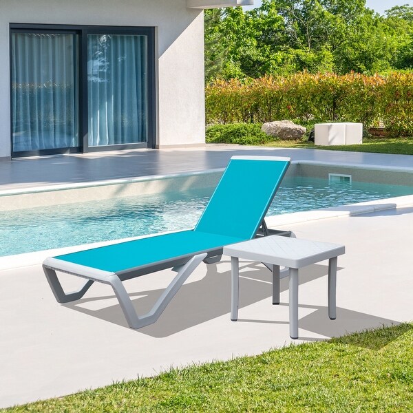 Domi Patio Chaise Lounge,AllWeather Adjustable Recliner with Wheels,Stackable