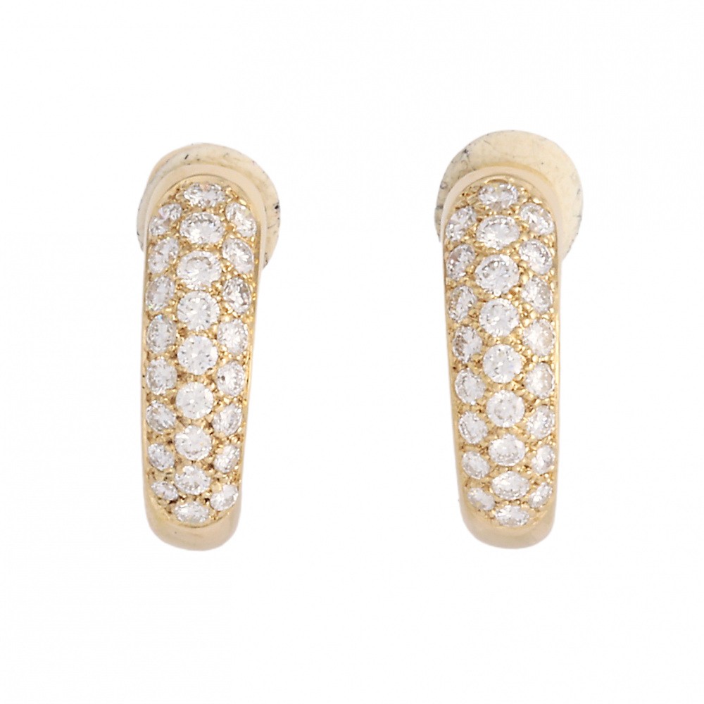 Cartier Pave K18YG Yellow Gold Earrings