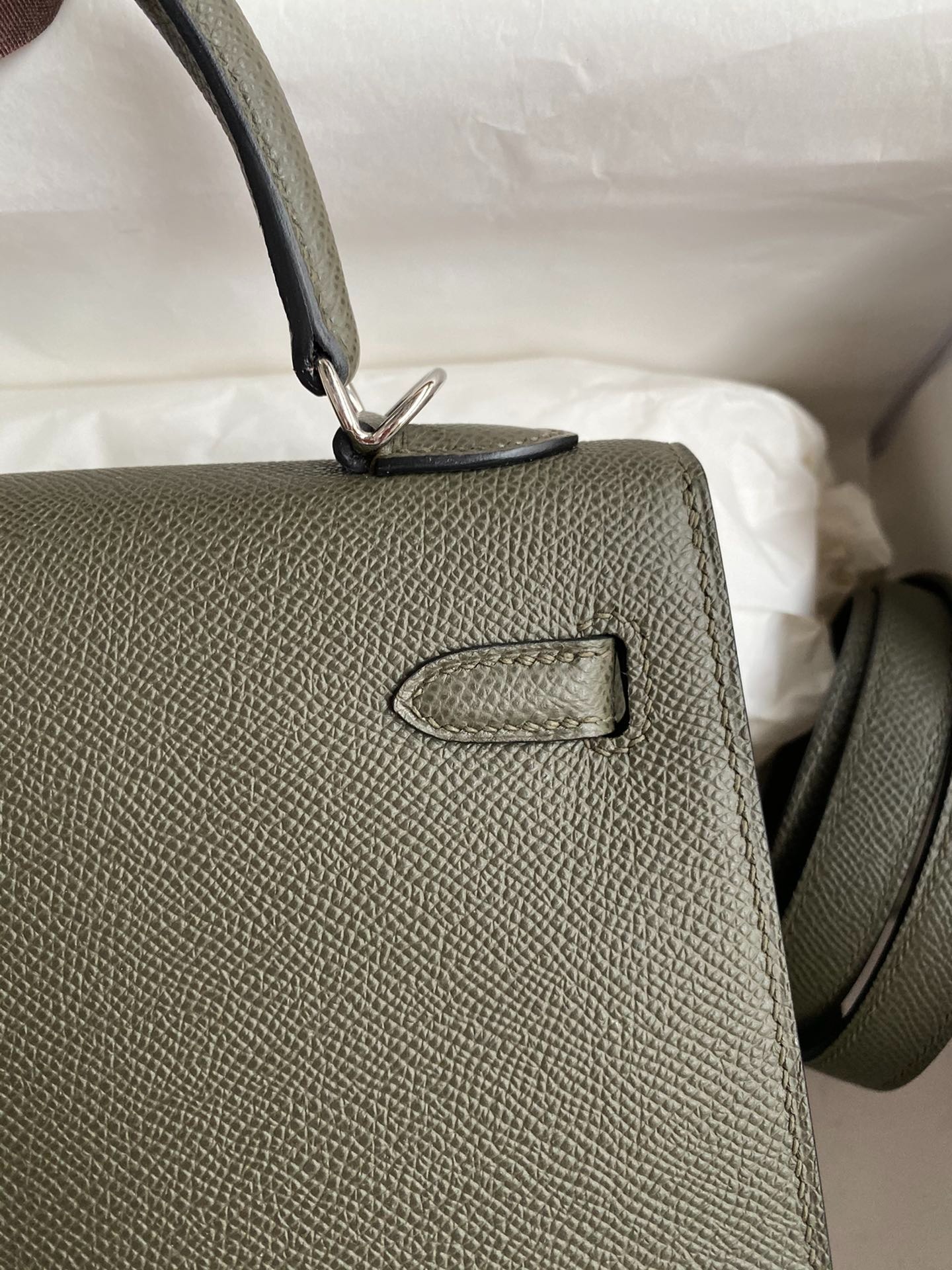 Hermes Kelly 25 Bag In Olive Green Epsom Leather For Women 25cm/10in