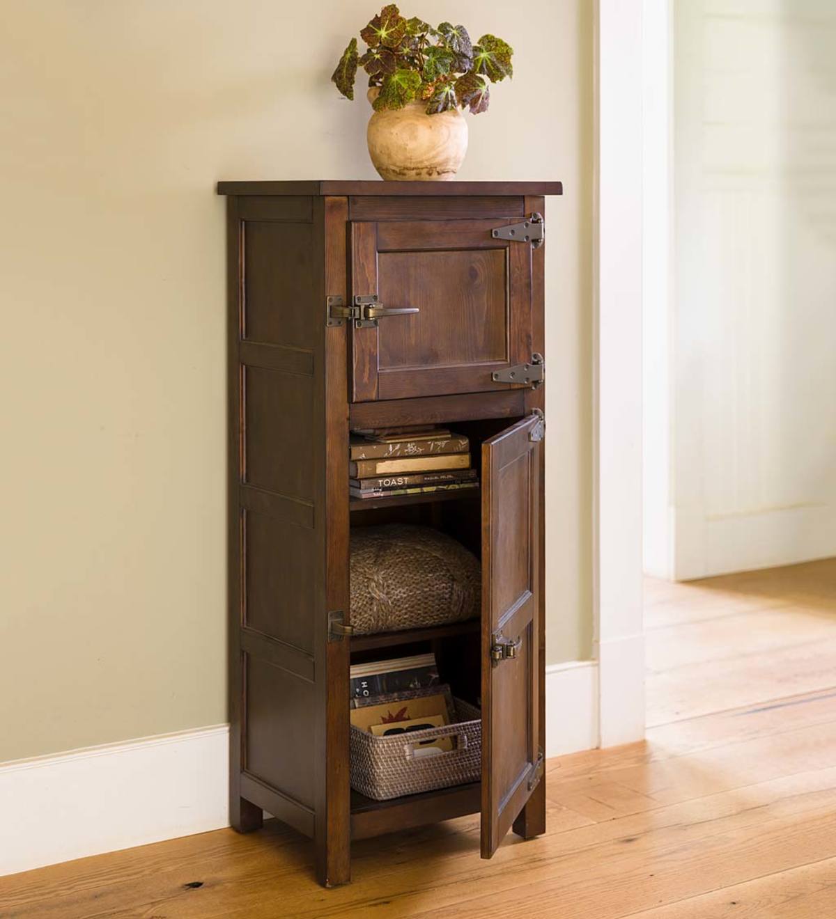 Plow and Hearth Portland Ice Box Wood Jelly Cabinet with Replica Hardware