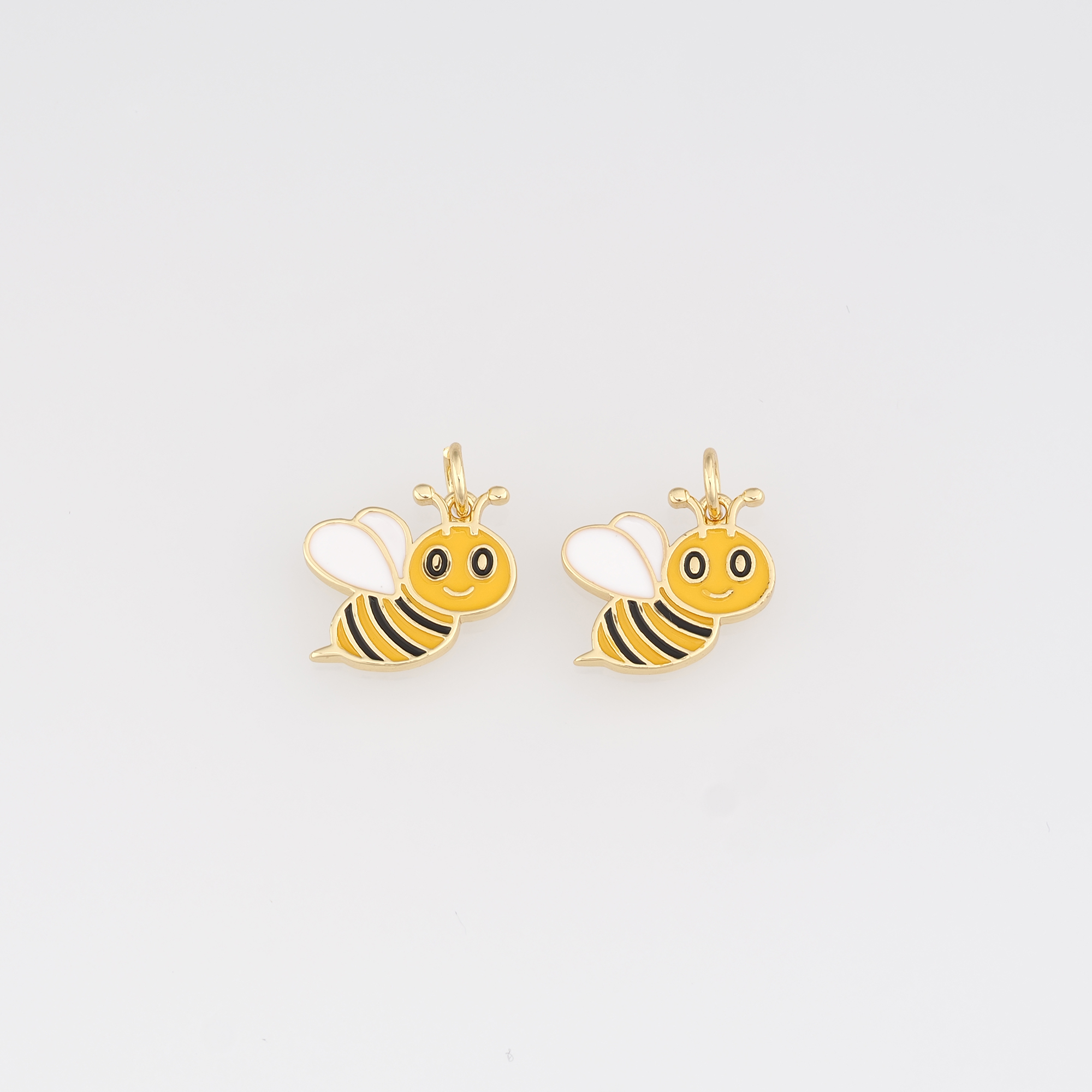 18K Gold Filled Bee Pendant,Enamel Bee Charm Earrings Necklace for DIY Jewelry Making Supply