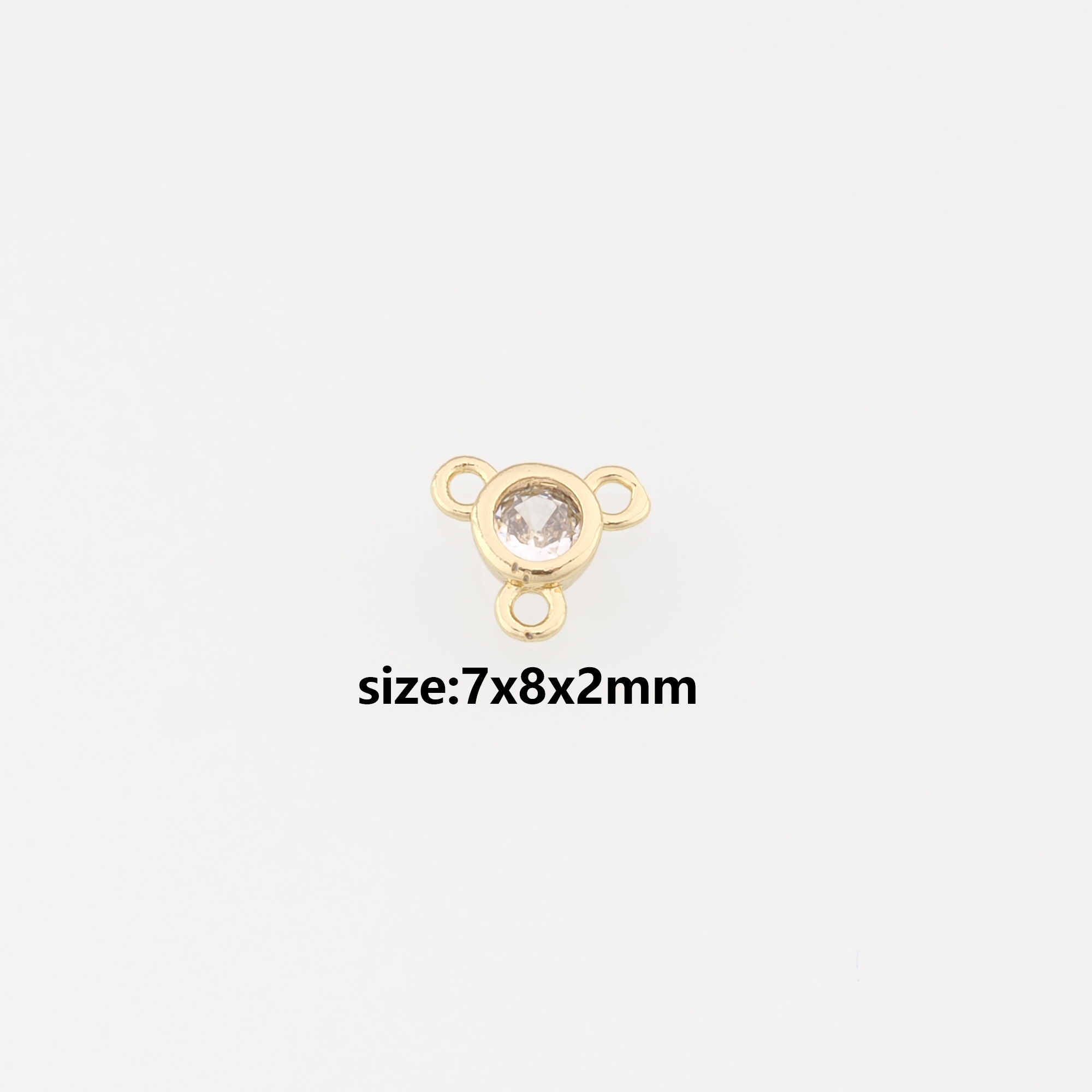 18K Gold Filled Round Connector,CZ Round Charm Necklace Bracelet for DIY Jewelry Making Supply