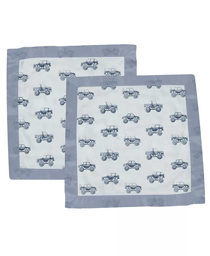 Newcastle Classics Indigo Monster Trucks 100% Soft Muslin Cotton 2 Pack Blanket Set 16