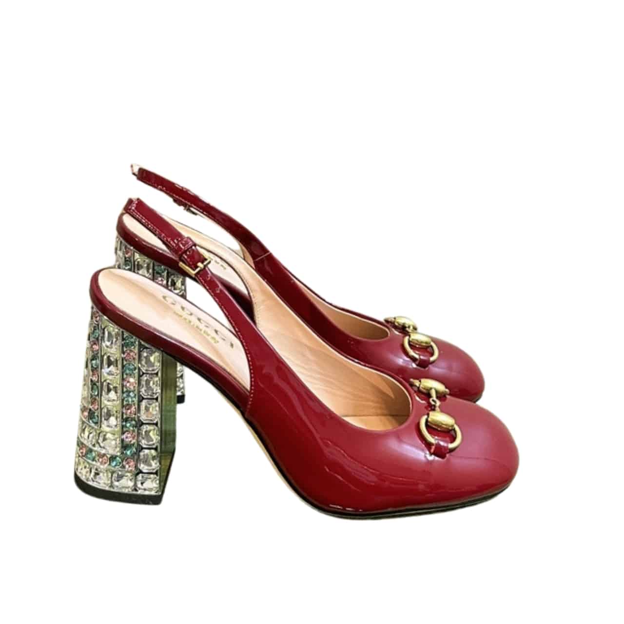 Gucci Women’S Horsebit Pump With Crystals Red