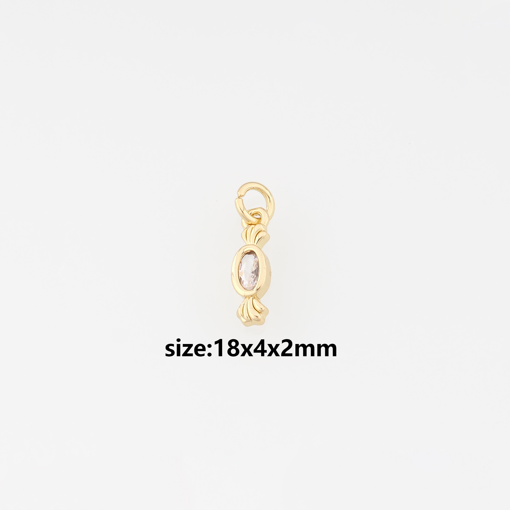 18K Gold Filled Candy Pendant,CZ Micro Pave Candy Charm Earrings Necklace for DIY Jewelry Making Supply