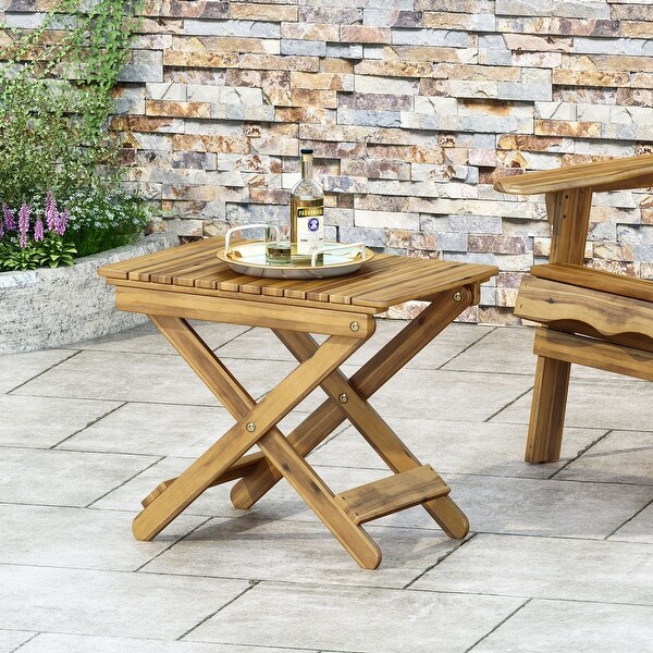 Outdoor Folding Wooden Side Table for Patio,Table Made of Acacia Wood