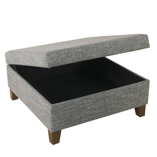 Luxury Square Storage Ottoman Slate Gray Homepop