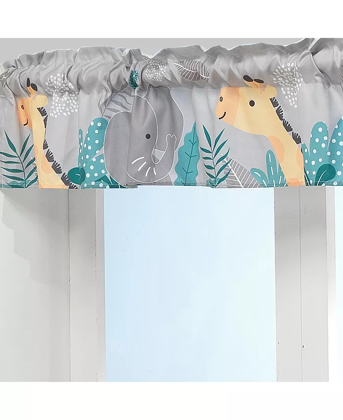 Bedtime Originals Mighty Jungle Gray Elephant Giraffe Window Valance