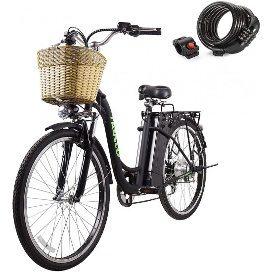 26″ 250W Cargo Electric Bicycle 6-Gear Speed Sporting Ebike 36V10A Lithium Battery(Black)