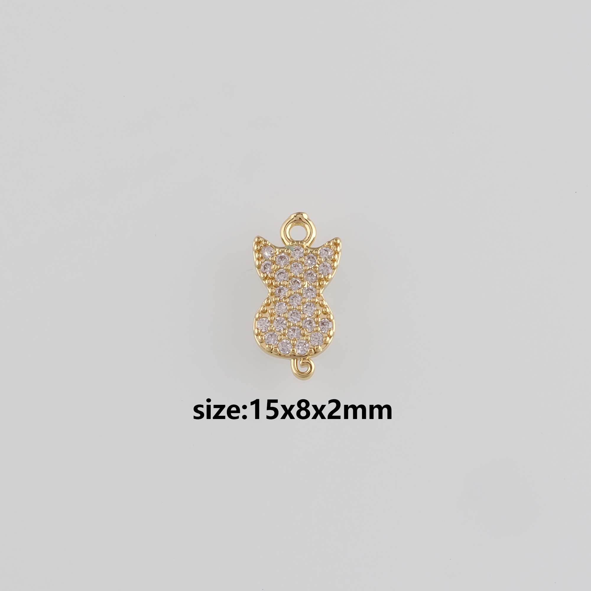 18K Gold Filled Cat Pendant,Animal Charm Earrings Necklace for DIY Jewelry Making Supply