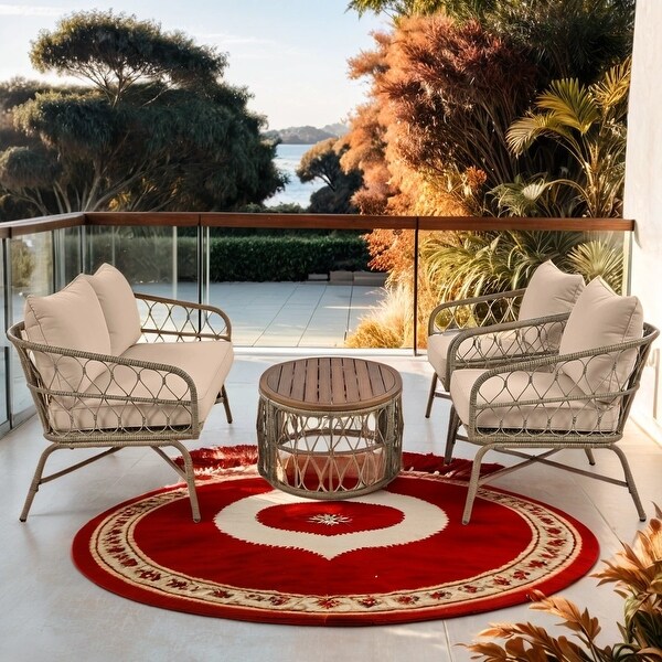4Person Patio Outdoor Seating Set With Wood Tabletop