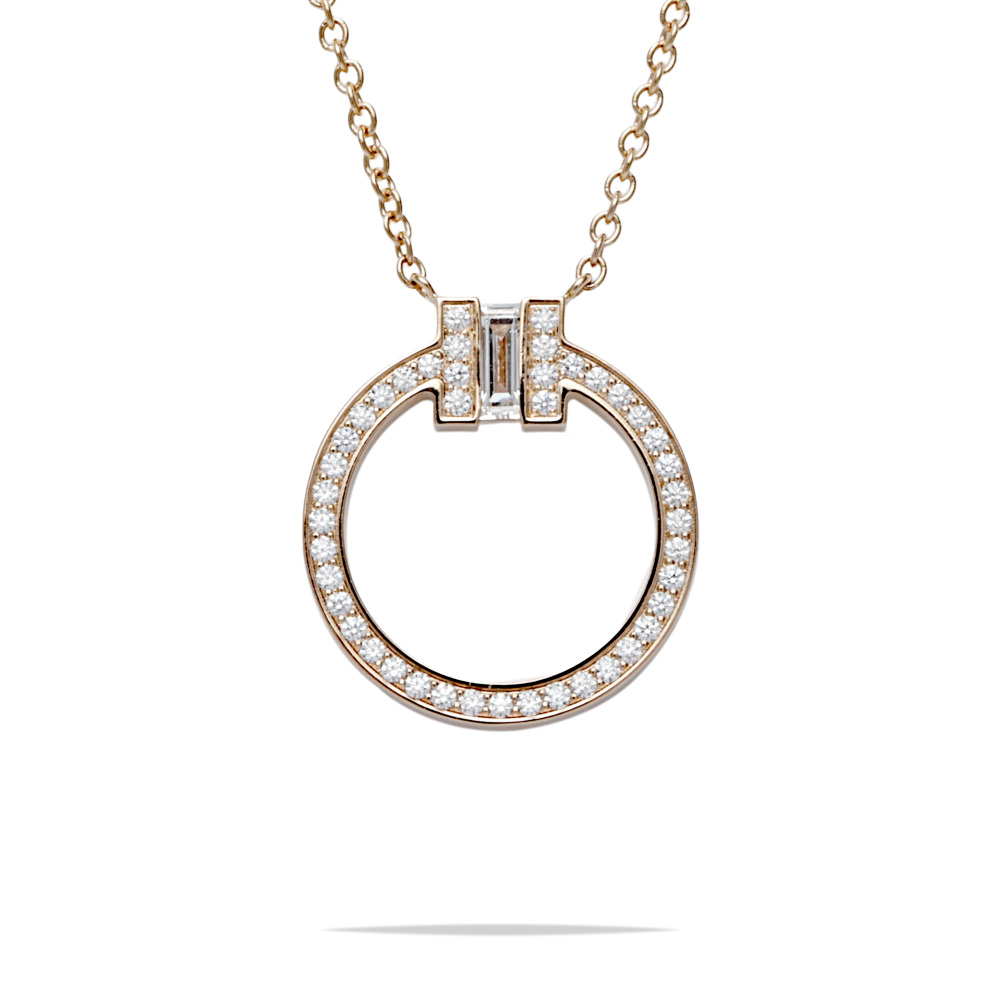 Tiffany & Co. Tiffany T T-circle Necklace 18K Rose Gold Diamond 63843091
