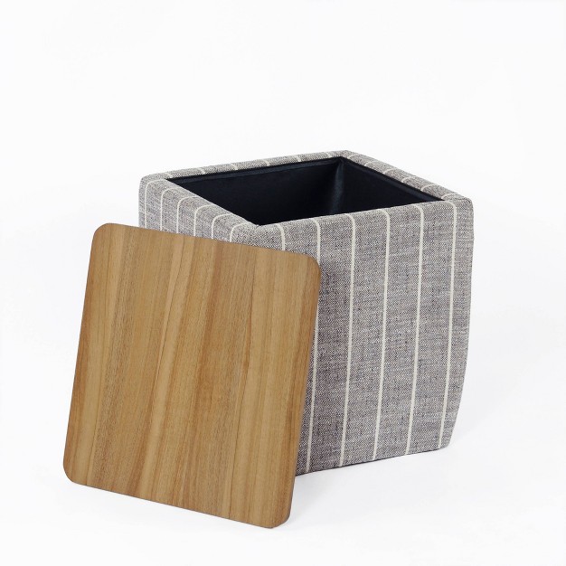Storage Ottoman With Wood Top Homepop