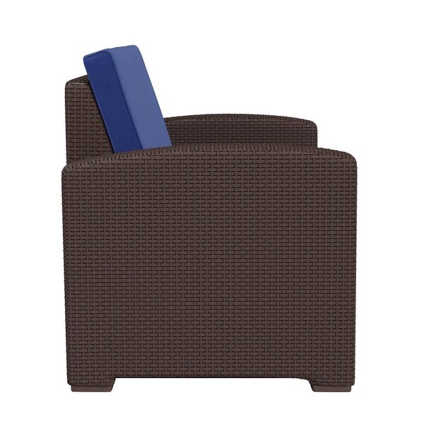 Faux Rattan Loveseat with AllWeather Cushions
