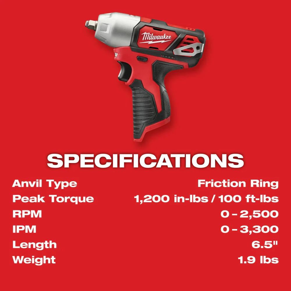 2026 Milwaukee 2463-20 M12 3/8” Impact Wrench, Bare Tool