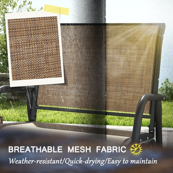 Outsunny Glider/Rocking Chair Set with Breathable Mesh Fabric,Curved Armrest