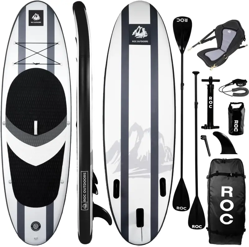 Roc All-in-One Inflatable SUP Kit – Includes Paddle, Pump, Fins & Carry Bag
