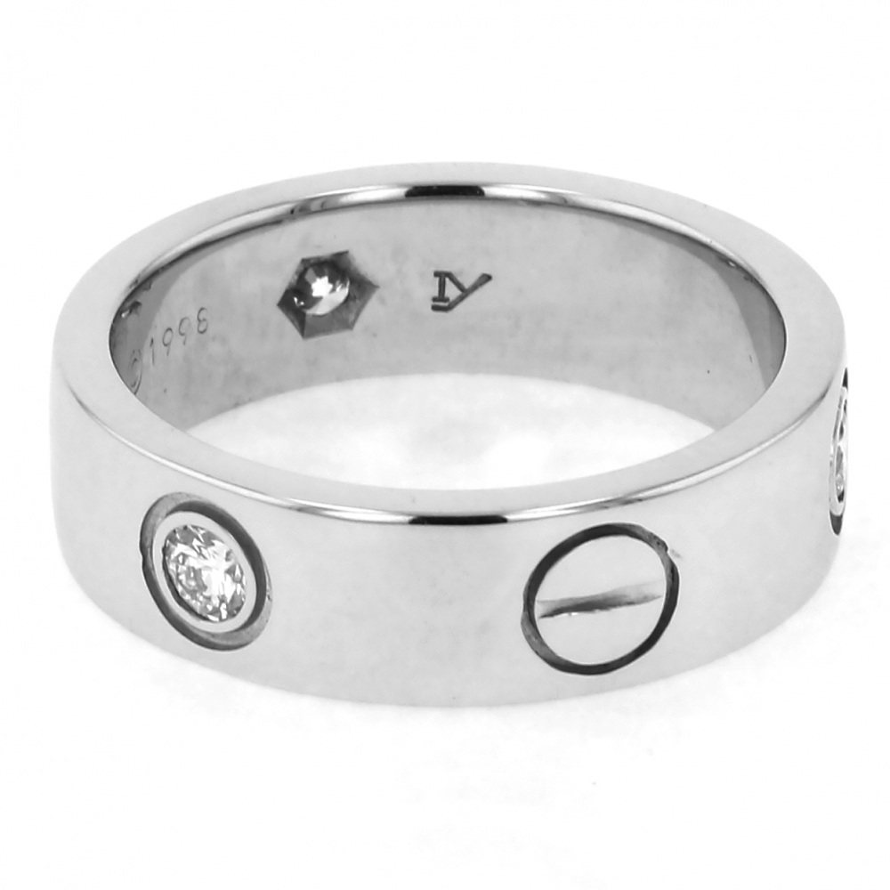 Cartier White Gold Love Ring Half Diamond #51 K18WG Ring