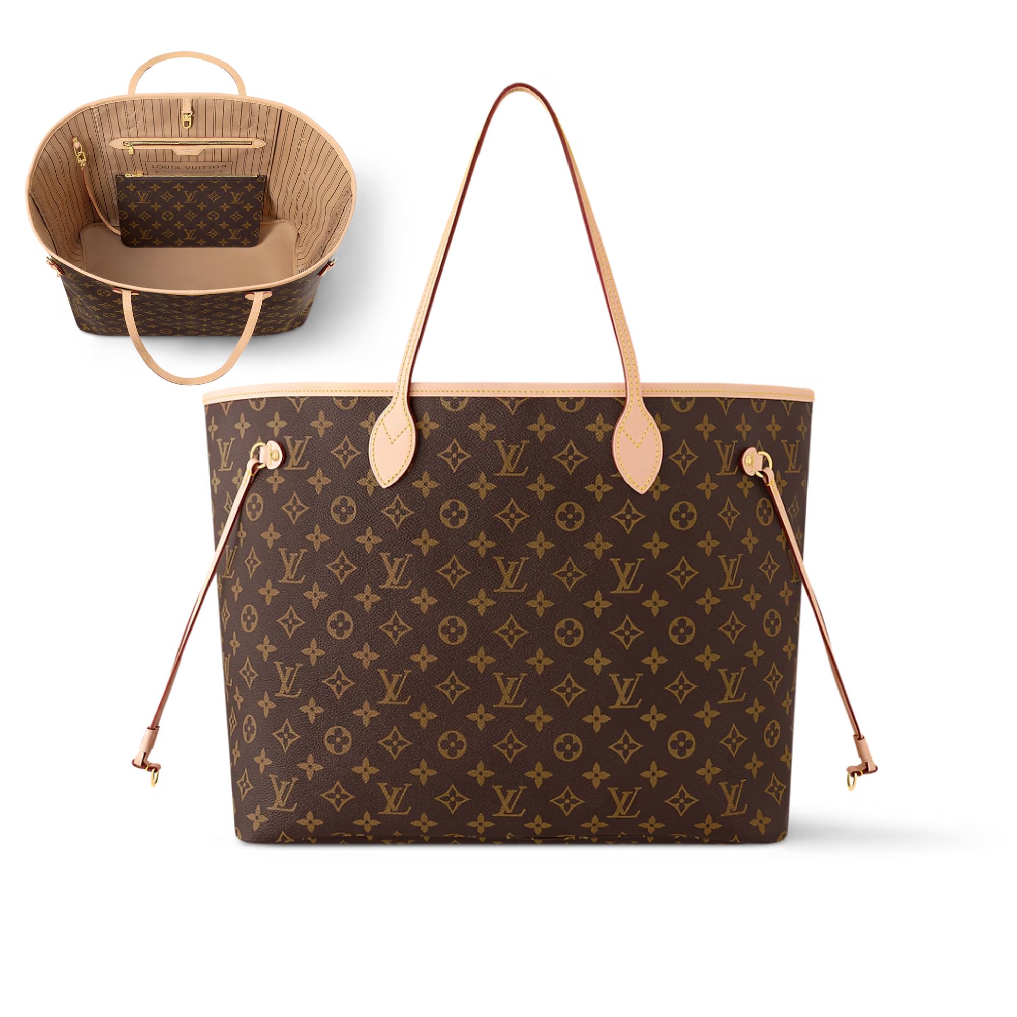 Louis Vuitton Neverfull GM Tote Bag Monogram Canvas Beige 39cm