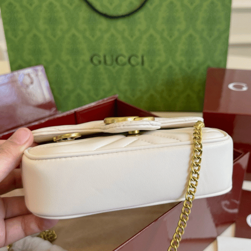 Gucci Gg Marmont Mini Matelassé Shoulder Bag White 6.5 Inches