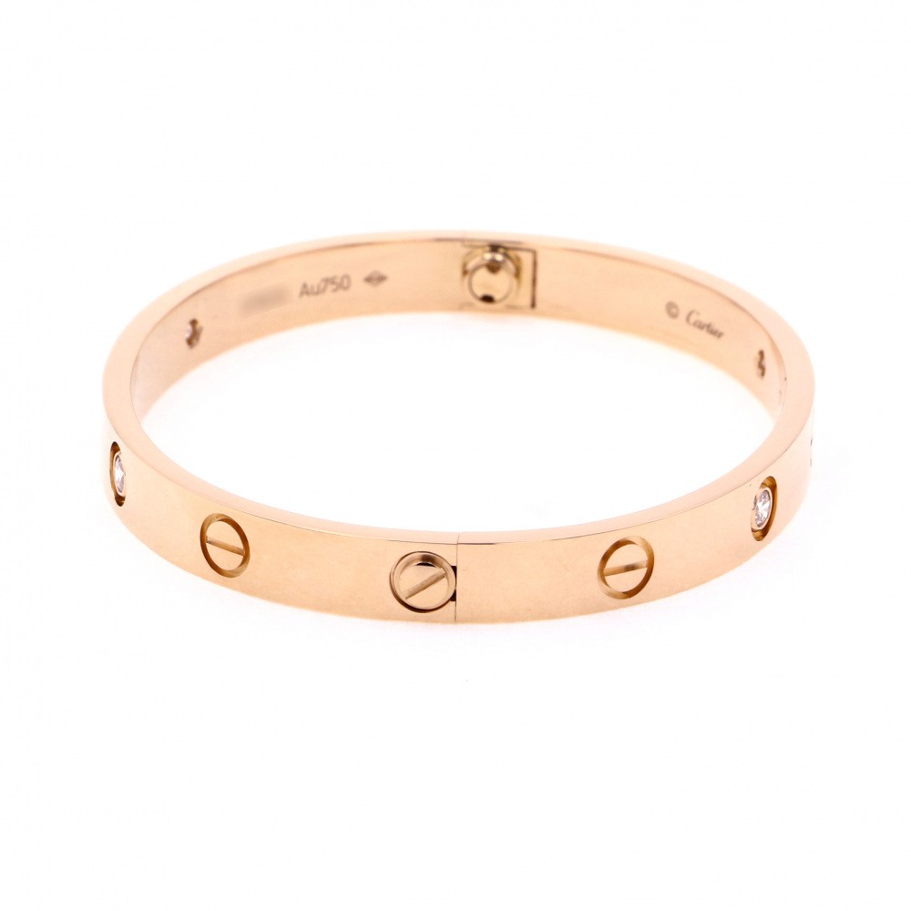 Cartier Love Half Diamond #17 Bracelet 18K Rose Gold