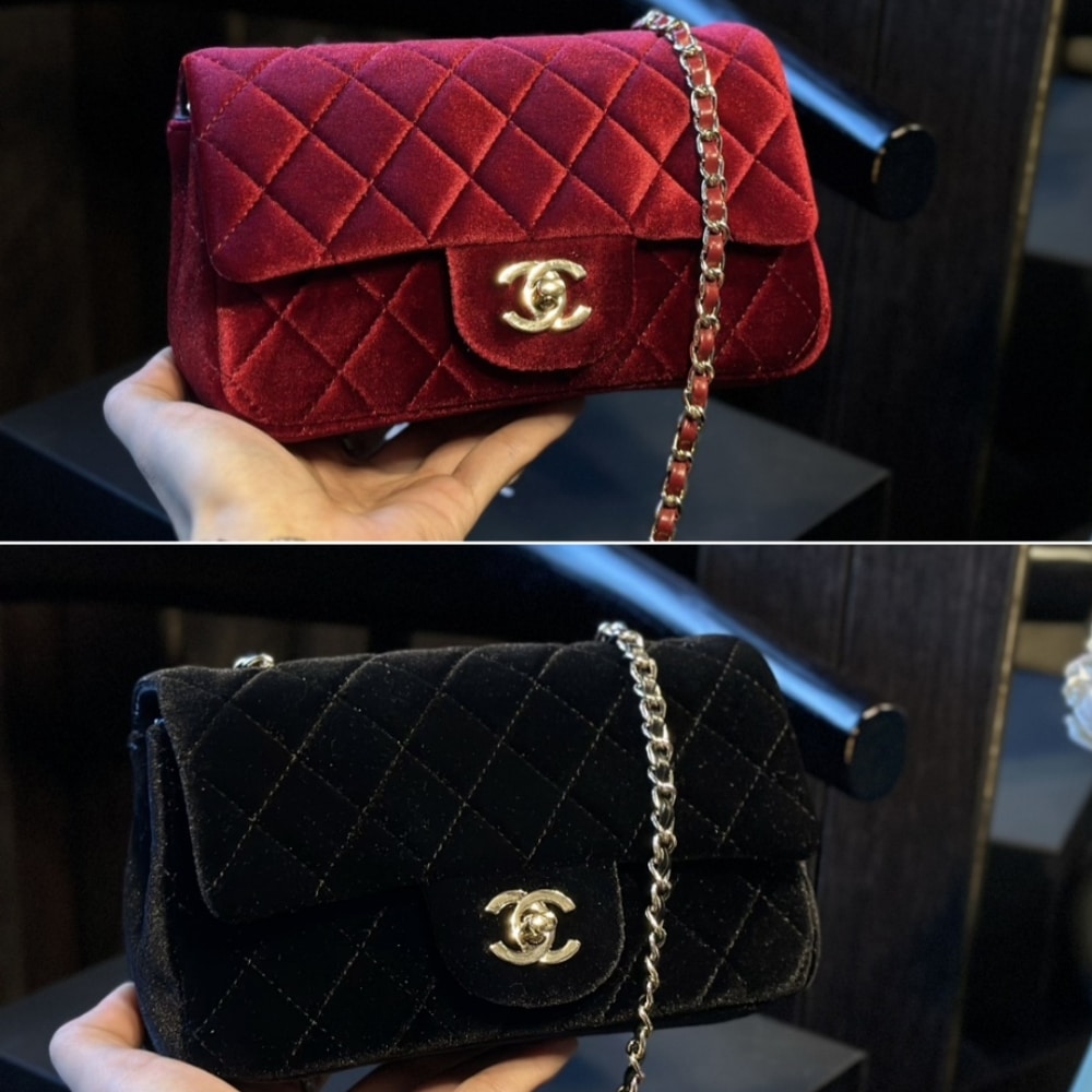 Chanel Velvet Pearl Crush Mini Flap Bag Black 20Cm/7.9in