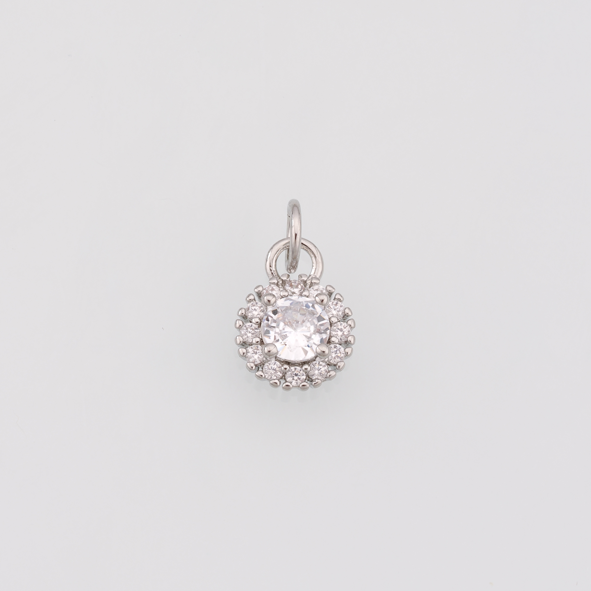 18K Gold Filled Round Pendant,CZ Micro Pave Round Charm Earrings Necklace for DIY Jewelry Making Supply
