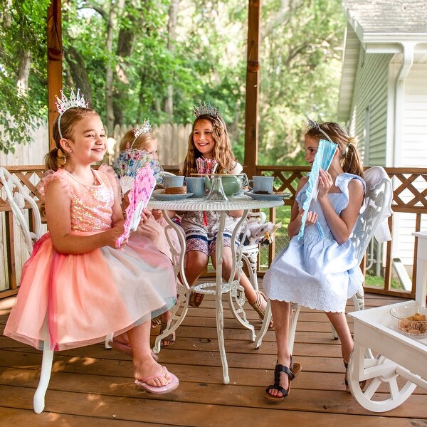 Sunnydaze 3Piece White Flower Designed Cast Aluminum Patio Furniture Bistro Set