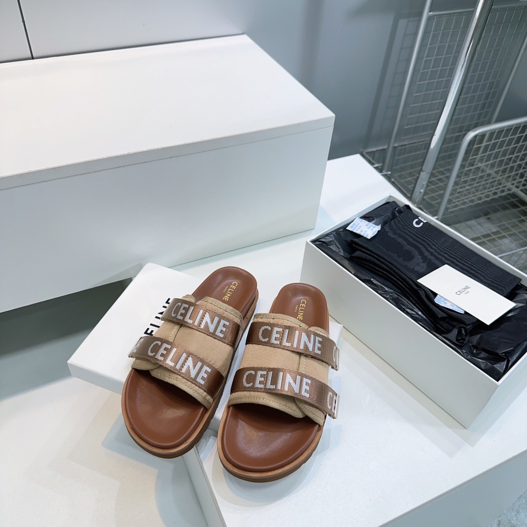 Celine's retro thick-soled webbing slippers are top-notch quality - cnluxepick