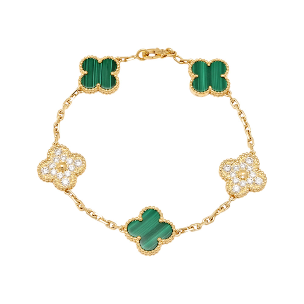Van Cleef & Arpels Vintage Alhambra 5 Motifs Bracelet 18K Yellow Gold VCARO7GQ00