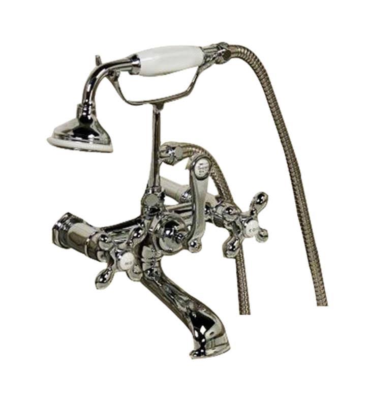Barclay 4602-PL-PB Tub Wall-Mounted Faucet with Hand Shower - Polished Brass