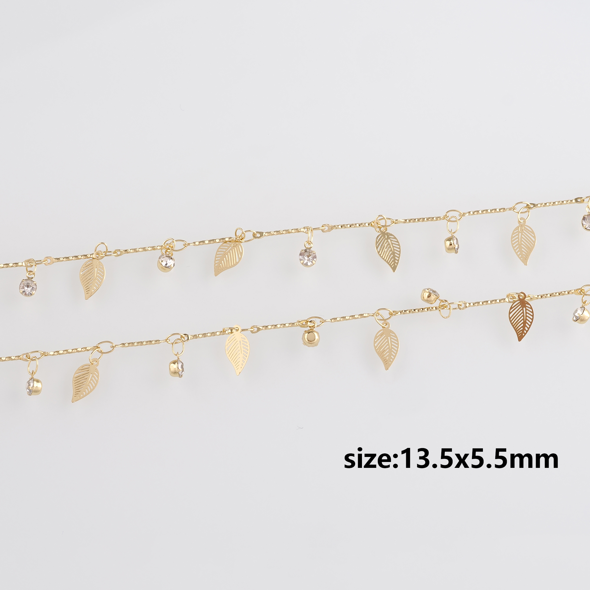 18K Gold Filled Leaf Link Necklace,Dainty Thin Link Chain,Gold Chain Necklace for Women DIY Jewelry Making Supply