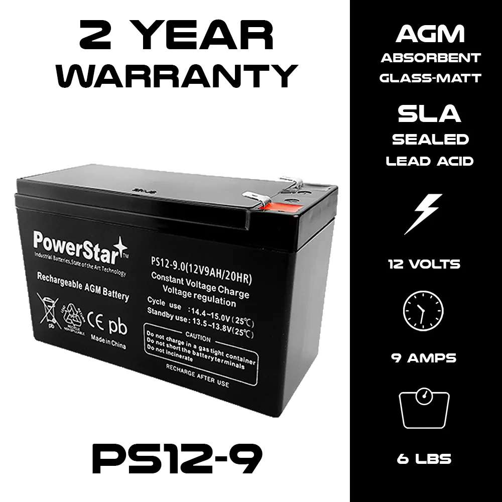 PowerStar 12V 9AH SLA Battery and Charger Combo