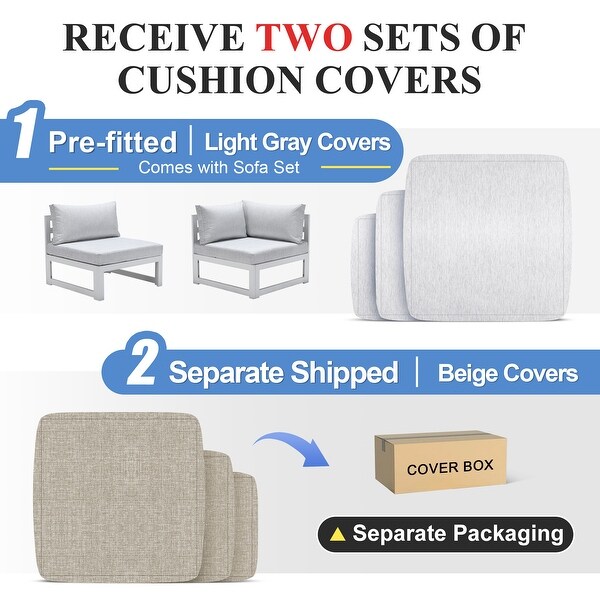 Nicesoul White Aluminum Modern Patio Furniture Sectional Sofa Set with Cushion