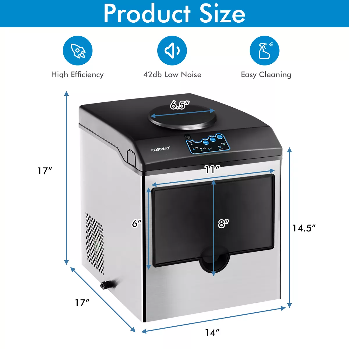 Costway 2-in-1 Stainless Steel Countertop Ice Maker Water Dispenser 48Lbs/24H w/ Scoop