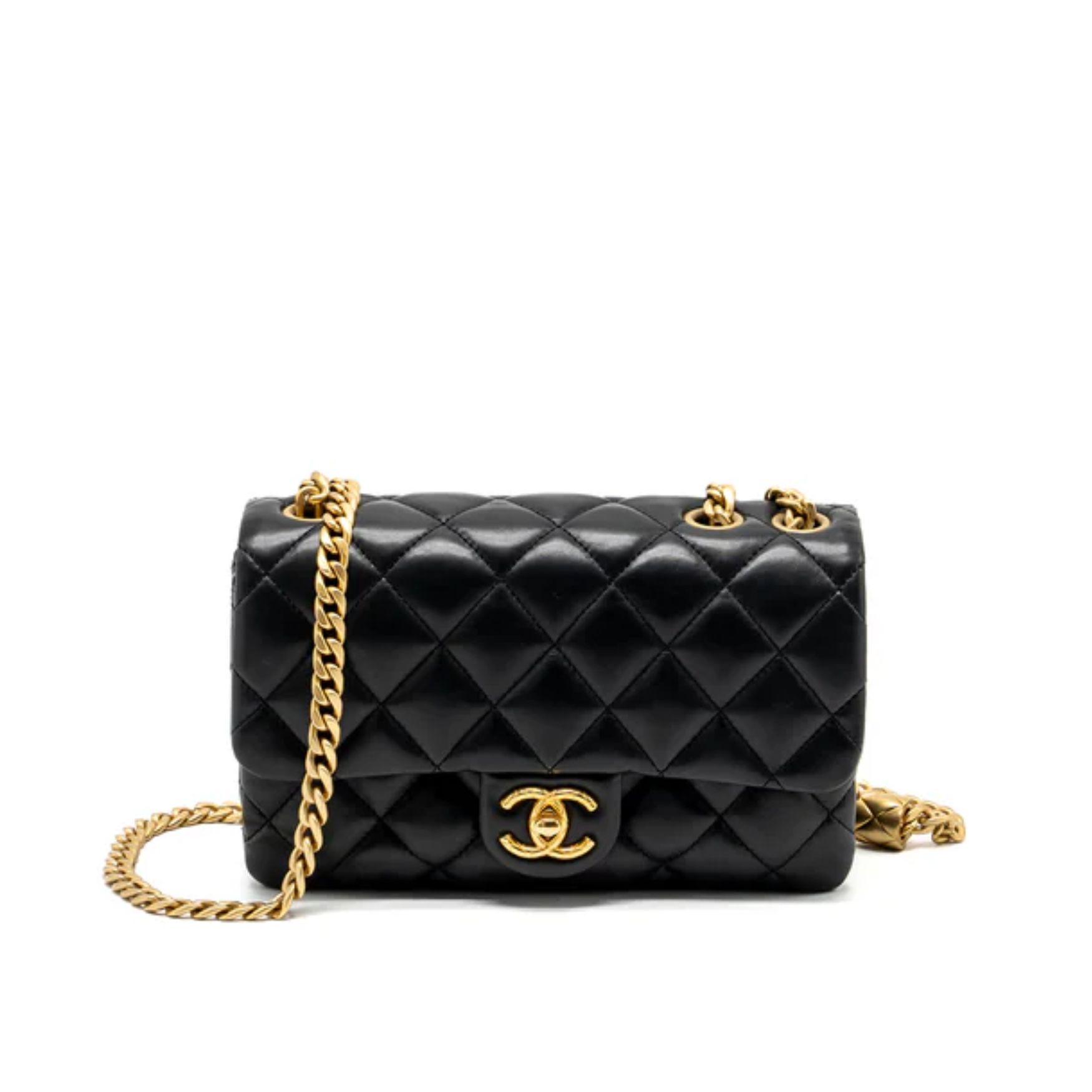 Chanel 22K Gold Pillar Adjustable Chain Flap Bag 22cm