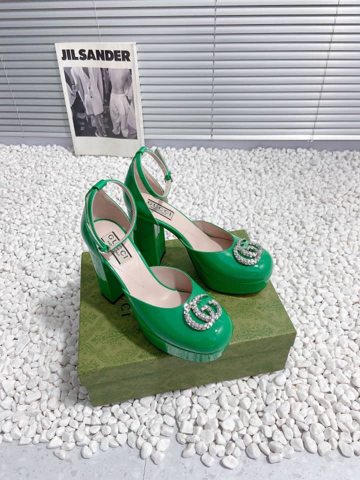 Gucci Women’S Platform Pump With Green Double G ?762386 Bnc00 3727
