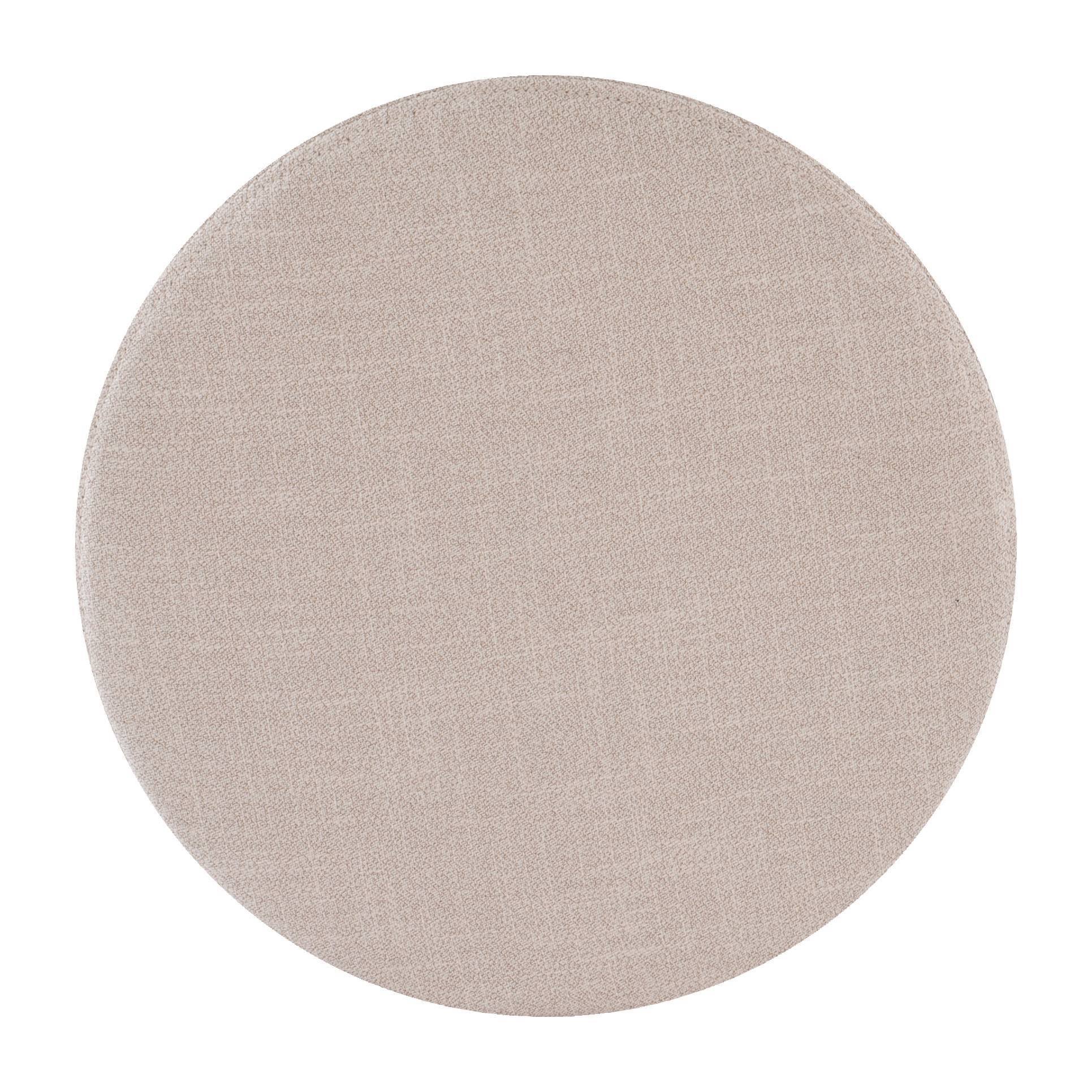 Linon Rivard Midcentury Beige Round Ottoman in Brown | ST009BGE01U