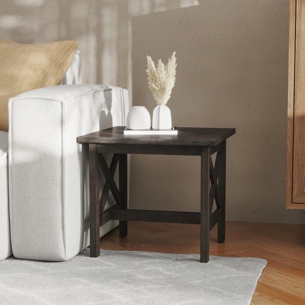 Flash Furniture Jasper Farmhouse Style Solid Wood End Table With Traditional Crisscross Accents