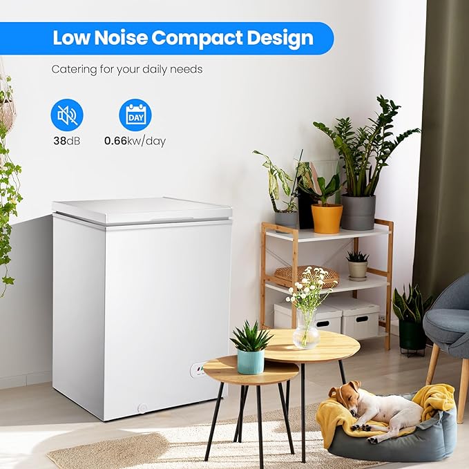 Kismile 7.0/3.5 Cubic Feet Chest Freezer with Removable Basket Free Standing