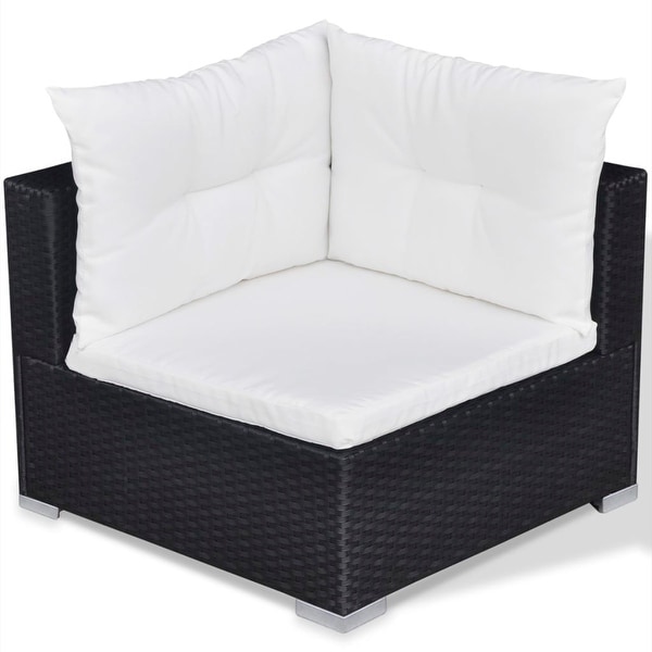 vidaXL 10 Piece Patio Lounge Set with Cushions Poly Rattan Black