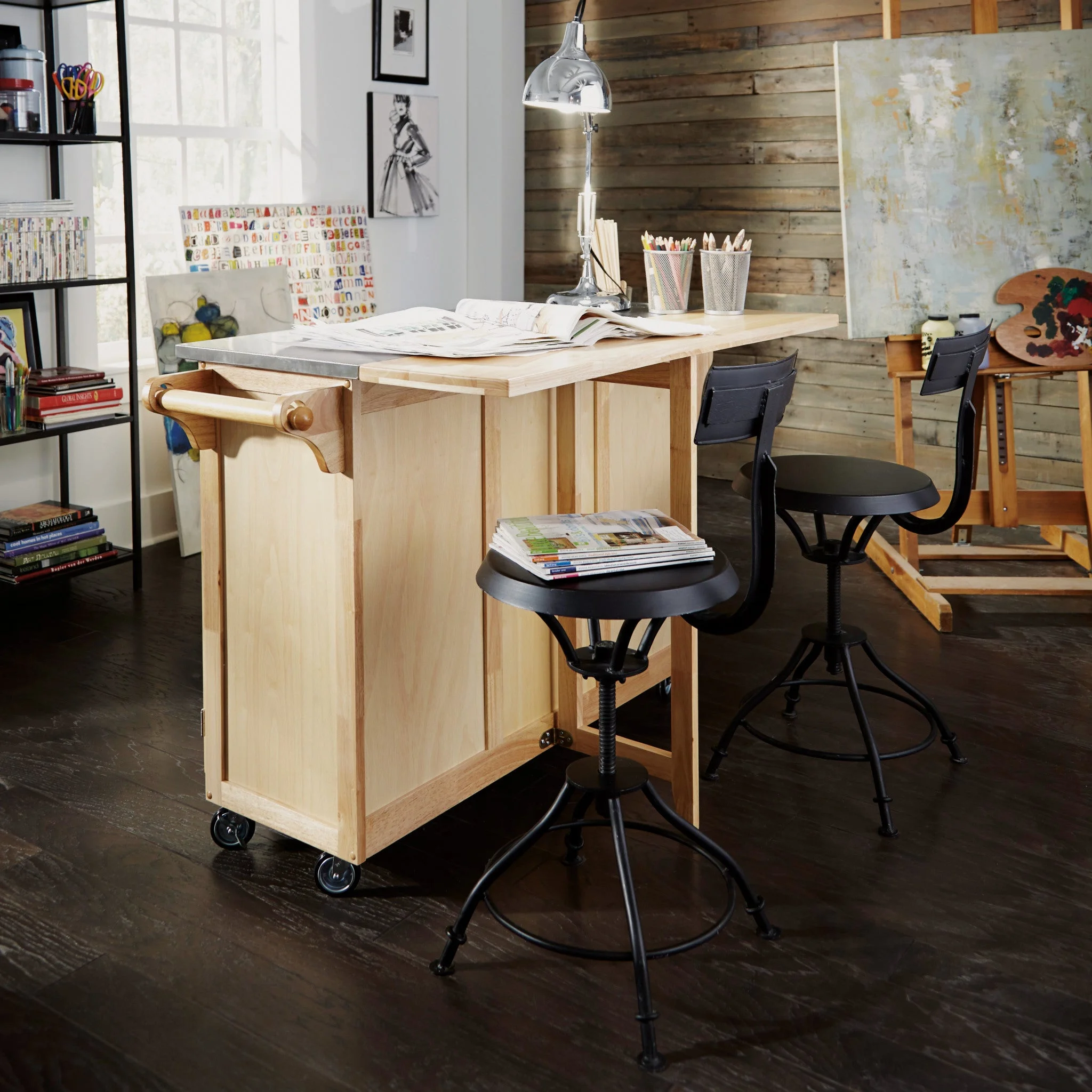 Homestyles General Line Wood Kitchen Cart in Brown