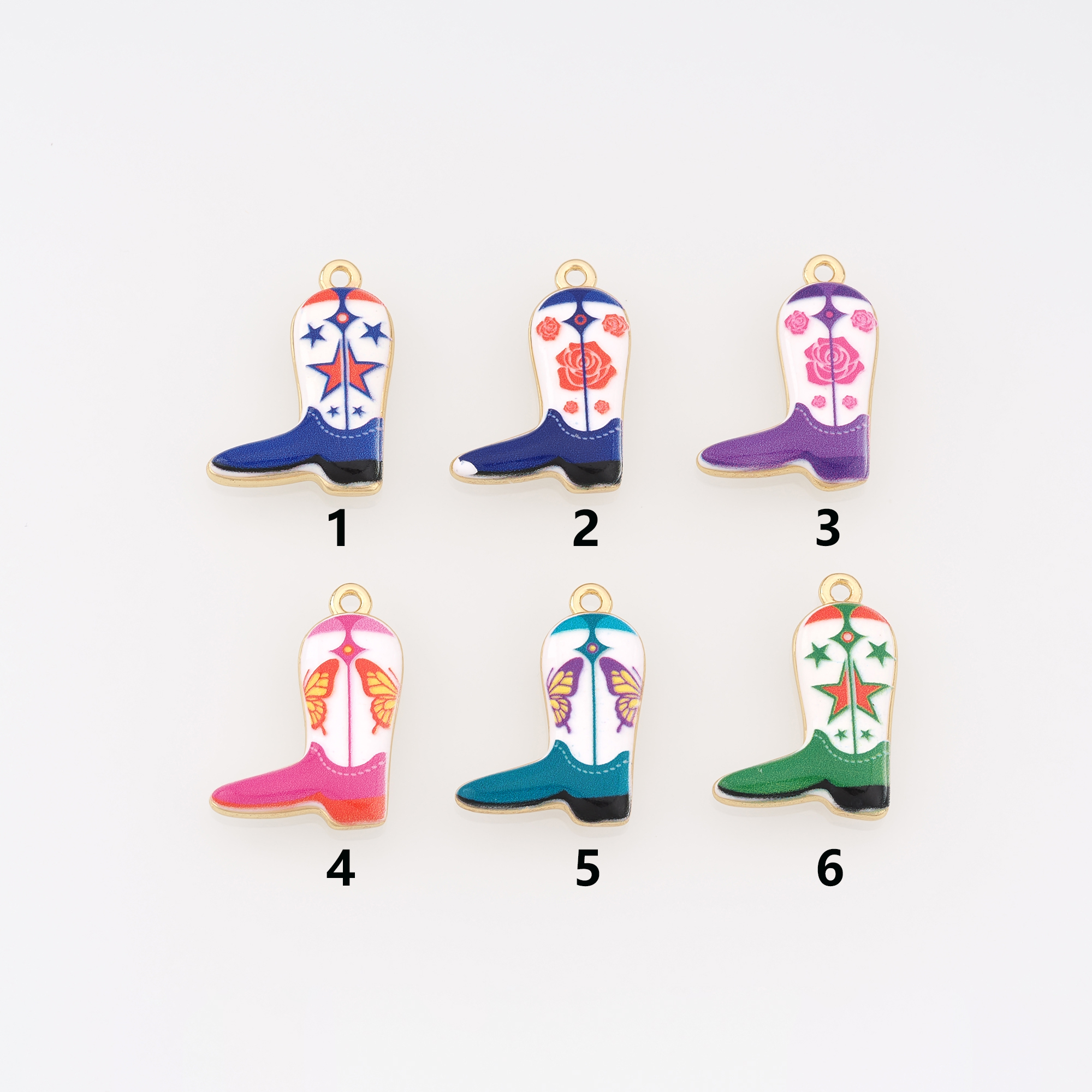 18K Gold Filled Cowboy Boots Pendant,Enamel Shoe Charm Earrings Necklace for DIY Jewelry Making Supply