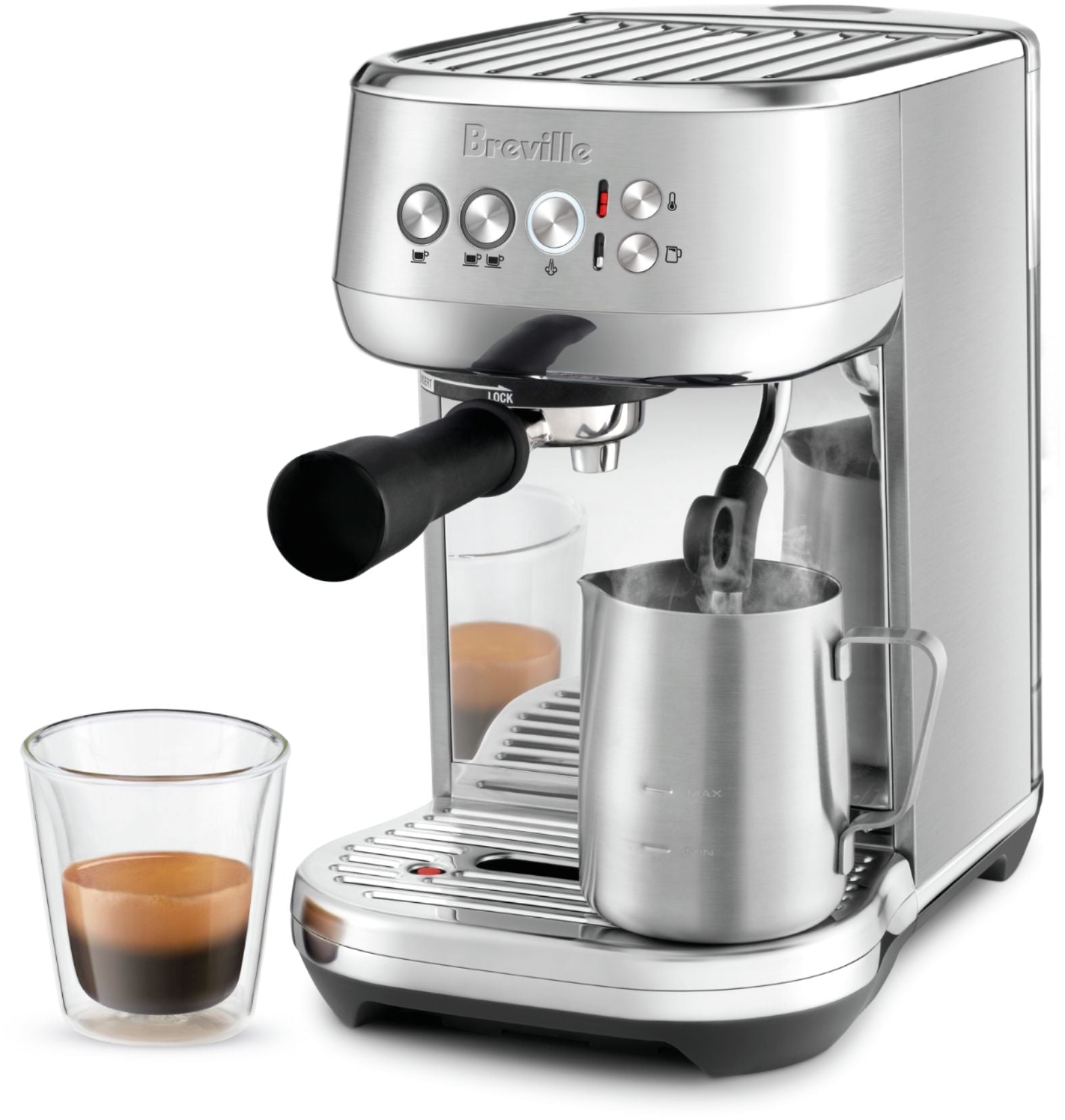 Breville - the Bambino Plus Espresso Machine with 15 bars of pressure and Milk Frother - Stainless Steel