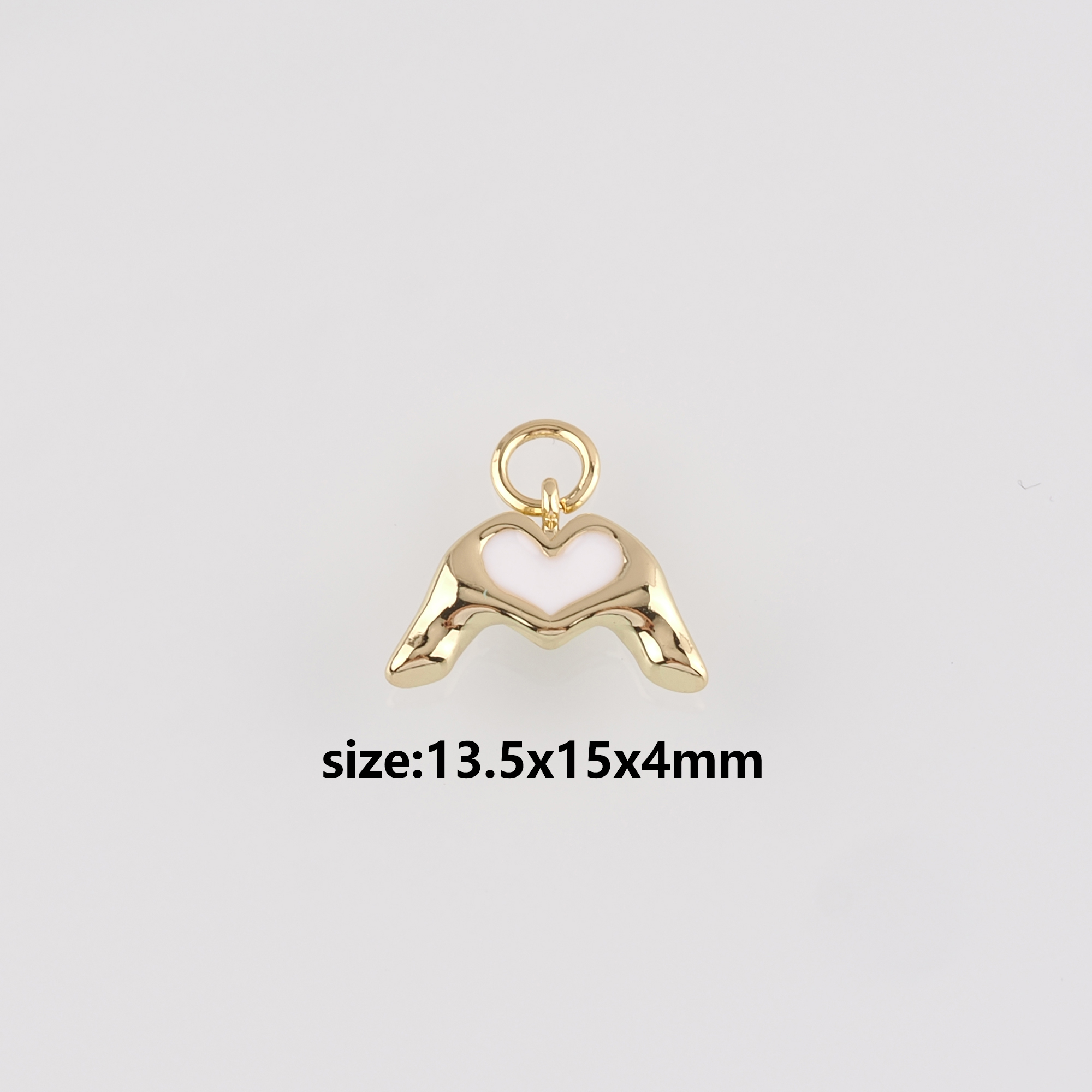 18K Gold Filled Heart Hand Pendant,Enamel Gesture Charm Earrings Necklace for DIY Jewelry Making Supply