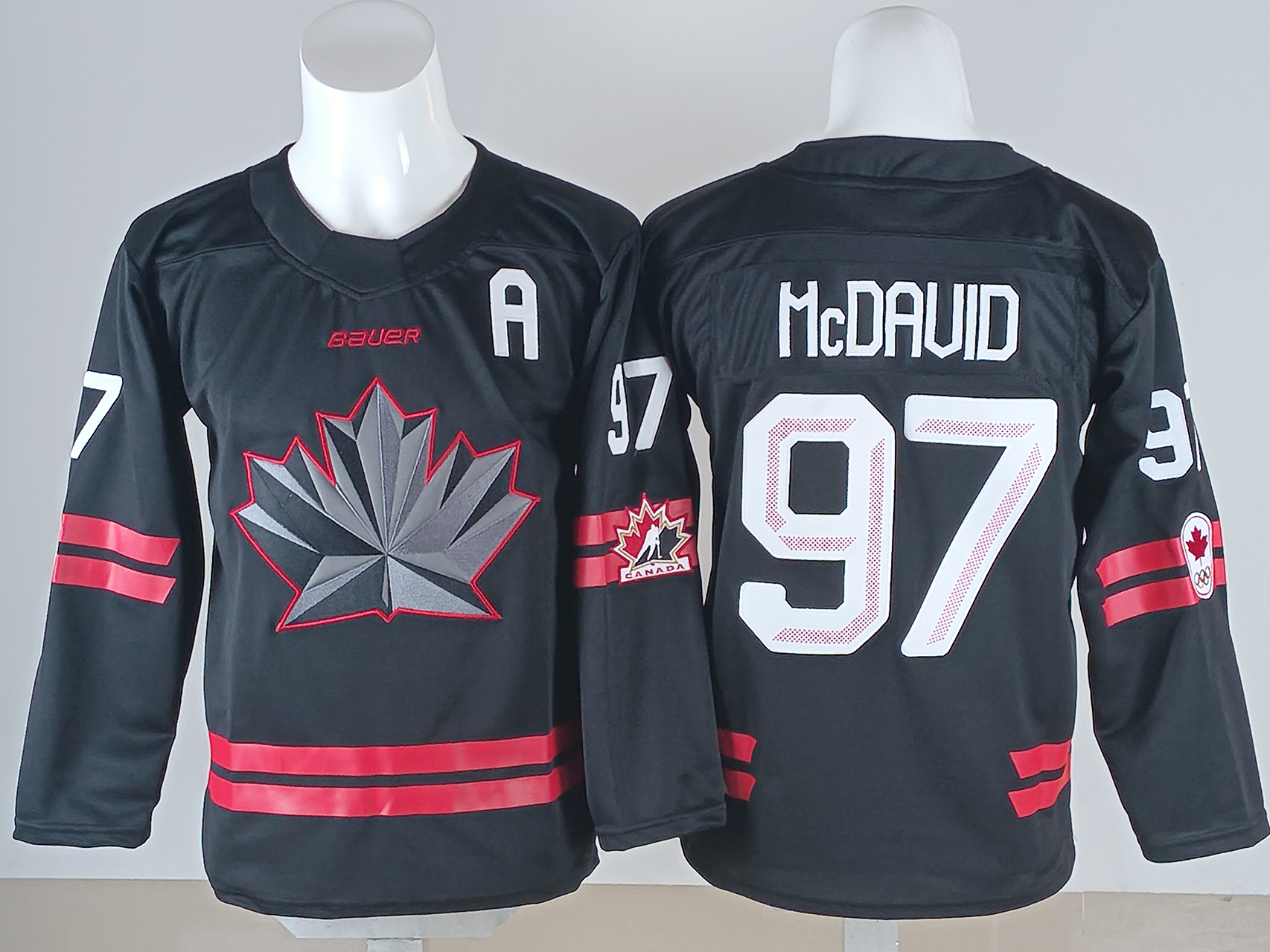 Men's Canada Hockey Connor McDavid #97 Black 2026 Winter Olympics Jersey